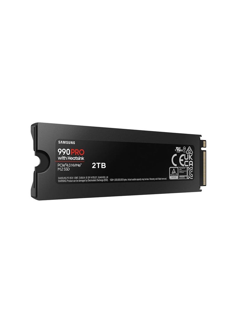 Samsung - 990 Pro with Heatsink 2 TB NVMe 2.0 M.2 2280 Internal SSD, 7450 MB/s Sequential Read Speed, 6900 MB/s Sequential Write Speed, 3.3 Voltage, V-NAND 3-bit MLC, Black | MZ-V9P2T0CW 2 TB - Image 1
