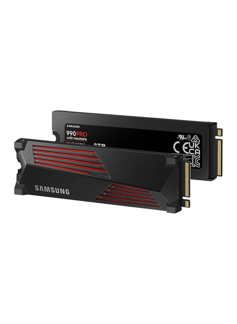 Samsung - 990 Pro with Heatsink 2 TB NVMe 2.0 M.2 2280 Internal SSD, 7450 MB/s Sequential Read Speed, 6900 MB/s Sequential Write Speed, 3.3 Voltage, V-NAND 3-bit MLC, Black | MZ-V9P2T0CW 2 TB - Image 1