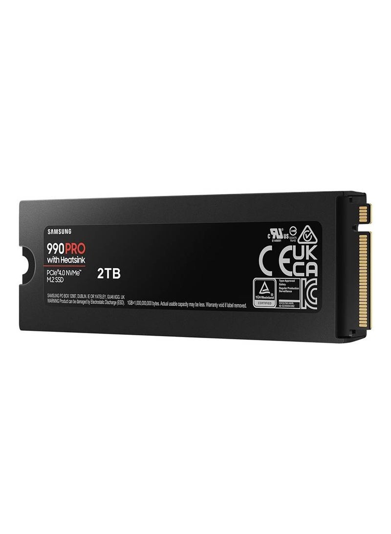 Samsung - 990 Pro with Heatsink 2 TB NVMe 2.0 M.2 2280 Internal SSD, 7450 MB/s Sequential Read Speed, 6900 MB/s Sequential Write Speed, 3.3 Voltage, V-NAND 3-bit MLC, Black | MZ-V9P2T0CW 2 TB - Image 1