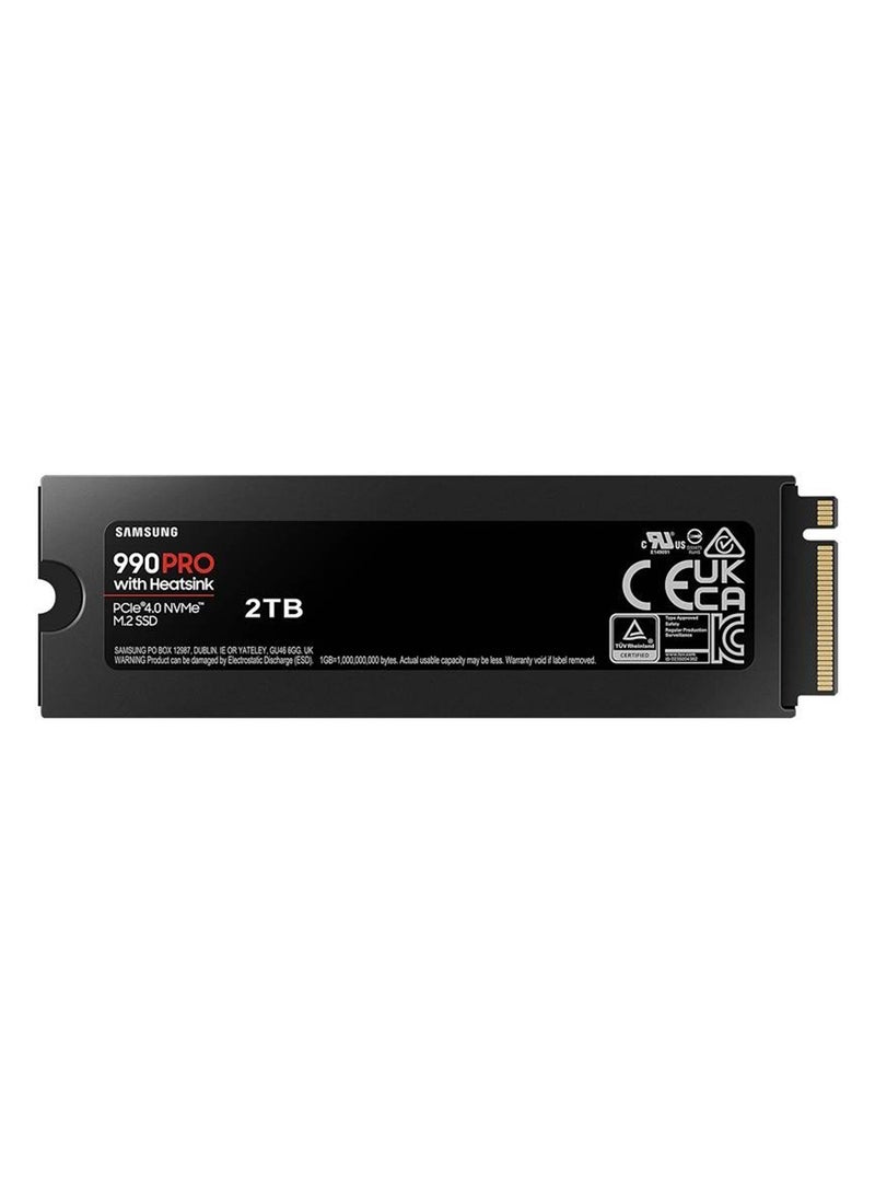 سامسونج 990 برو مع مبرد 2 تيرابايت NVMe 2.0 M.2 2280 SSD داخلي، سرعة قراءة متسلسلة 7450 ميجابايت/ثانية، سرعة كتابة متسلسلة 6900 ميجابايت/ثانية، جهد 3.3 فولت، V-NAND 3-bit MLC، أسود | MZ-V9P2T0CW - Image 2
