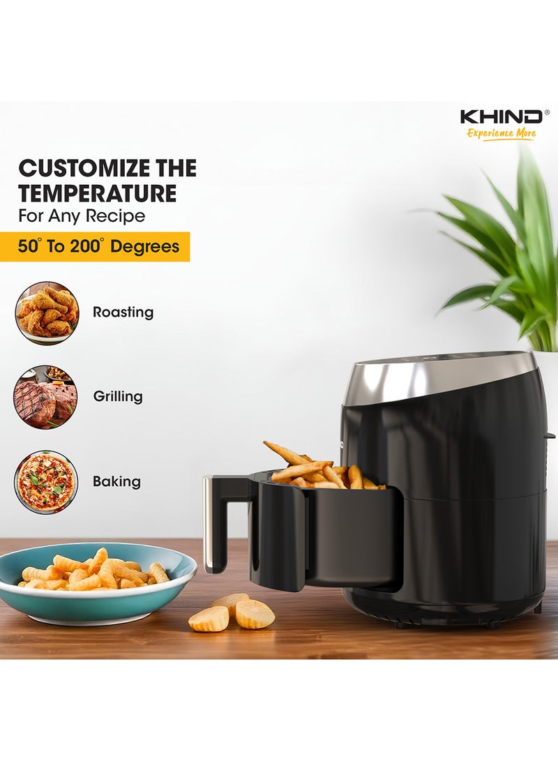 KHIND - Digital Air Fryer - 4L & 1200W, Non-Stick Pan, Digital Touch with 10 Preset Menus, Detachable Non Sticky Basket & Auto Shutdown Mode with Built-In Digital Timer 1 Year Warranty 1.2 kg 1200 W ARF40CD Black - Image 1