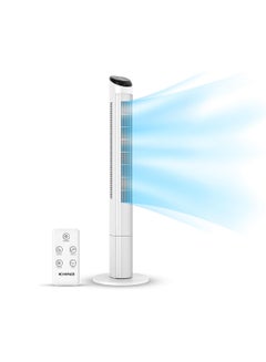 KHIND 45 Inch Oscillating Tower Fan With Remote Control and Touch Screen |7.5 hours Auto Timer Function With Three Speed settings |Home, Kitchen And Office Use|1 Year Brand Warranty 0.01 L 0.01 W FD301R White  - Image 1