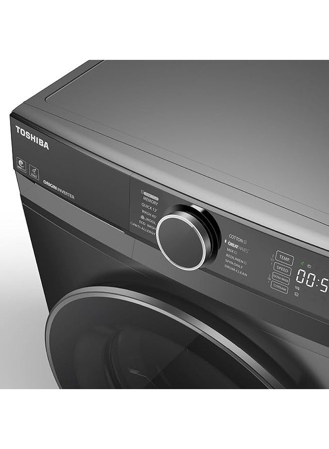 Toshiba - 9 Kg Front Load Washing Machine, 1400 RPM, 16 Programs, Remote ,Wi-Fi, Temp And Spin Speed Selection 9 kg TW-BK100GF4B(SK) Silver - Image 1