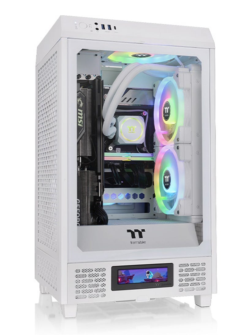 Thermaltake The Tower 200 Snow Mini Computer Case, SPCC+Tempered Glass Material, Supports Up to 280mm Radiator, Up to 4 Fans Support, Removable Dust Filter, Snow White | CA-1X9-00S6WN-00 Snow  - Image 1