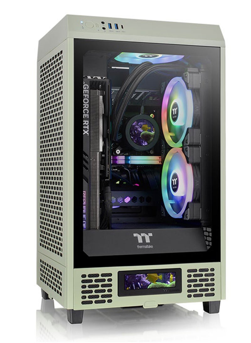 Thermaltake The Tower 200 Matcha Green Mini Computer Case, SPCC+Tempered Glass Material, Supports Up to 280mm Radiator, Up to 4 Fans Support, Removable Dust Filter, Matcha Green | CA-1X9-00SEWN-00 Matcha Green  - Image 1