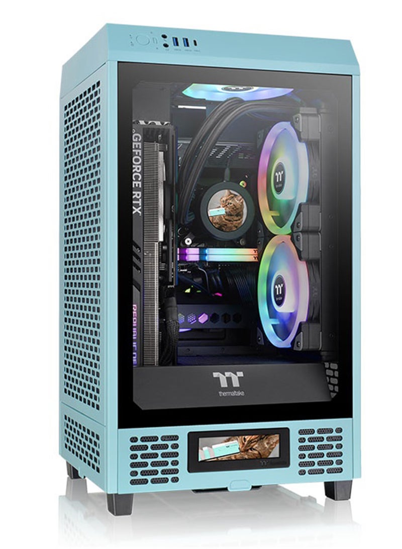The Tower 200 Turquoise Mini Computer Case, SPCC+Tempered Glass Material, Supports Up to 280mm Radiator, Up to 4 Fans Support, Removable Dust Filter, Turquoise | CA-1X9-00SBWN-00 Turquoise