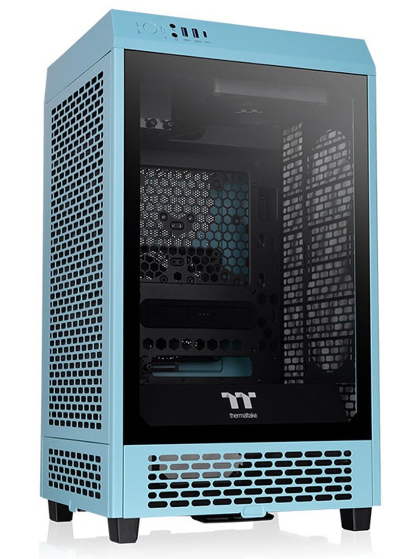 The Tower 200 Turquoise Mini Computer Case, SPCC+Tempered Glass Material, Supports Up to 280mm Radiator, Up to 4 Fans Support, Removable Dust Filter, Turquoise | CA-1X9-00SBWN-00 Turquoise