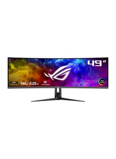 ROG Swift OLED PG49WCD gaming monitor ― 49-inch (5120x1440) curved QD-OLED panel, 144 Hz, 0.03 ms, G-SYNC® compatible, custom heatsink, uniform brightness, ROG Smart KVM, 90 W Type-C Black
