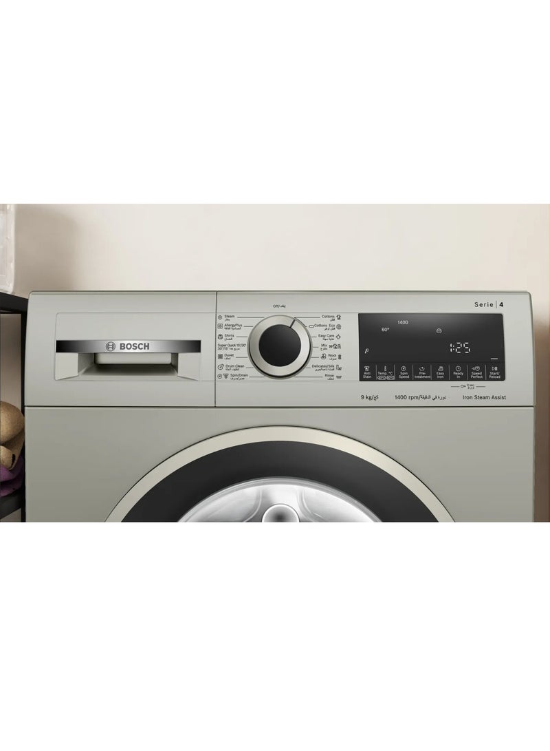 BOSCH Series 4 Washing Machine 1400 rpm, Frontloading, inox - 9 kg 2300 W WGA1440XEG Silver - Image 2
