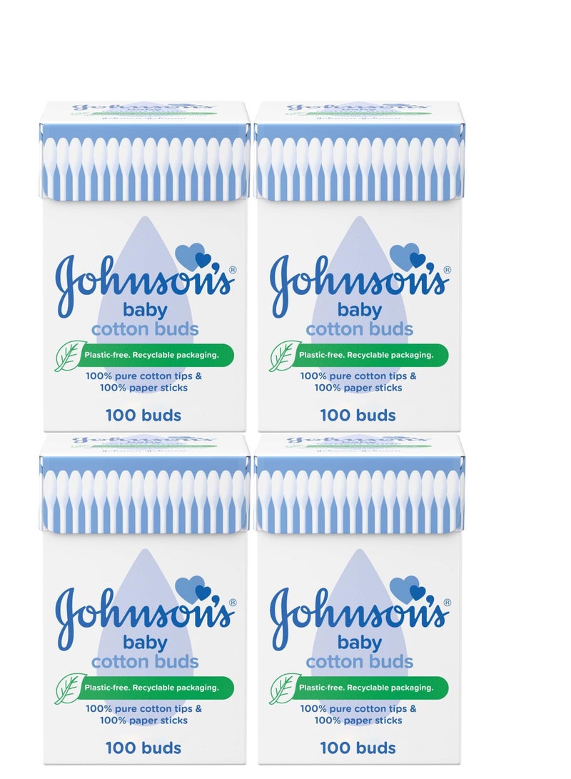 Johnson's 100-Piece Pack Of 4 Baby Cotton Buds  - Image 1