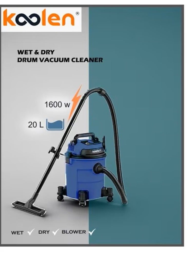 KOOLEN Dry Drum Vacuum Cleaner With Water Suction 20 L 1600 W 806.101.005 Blue  - Image 2