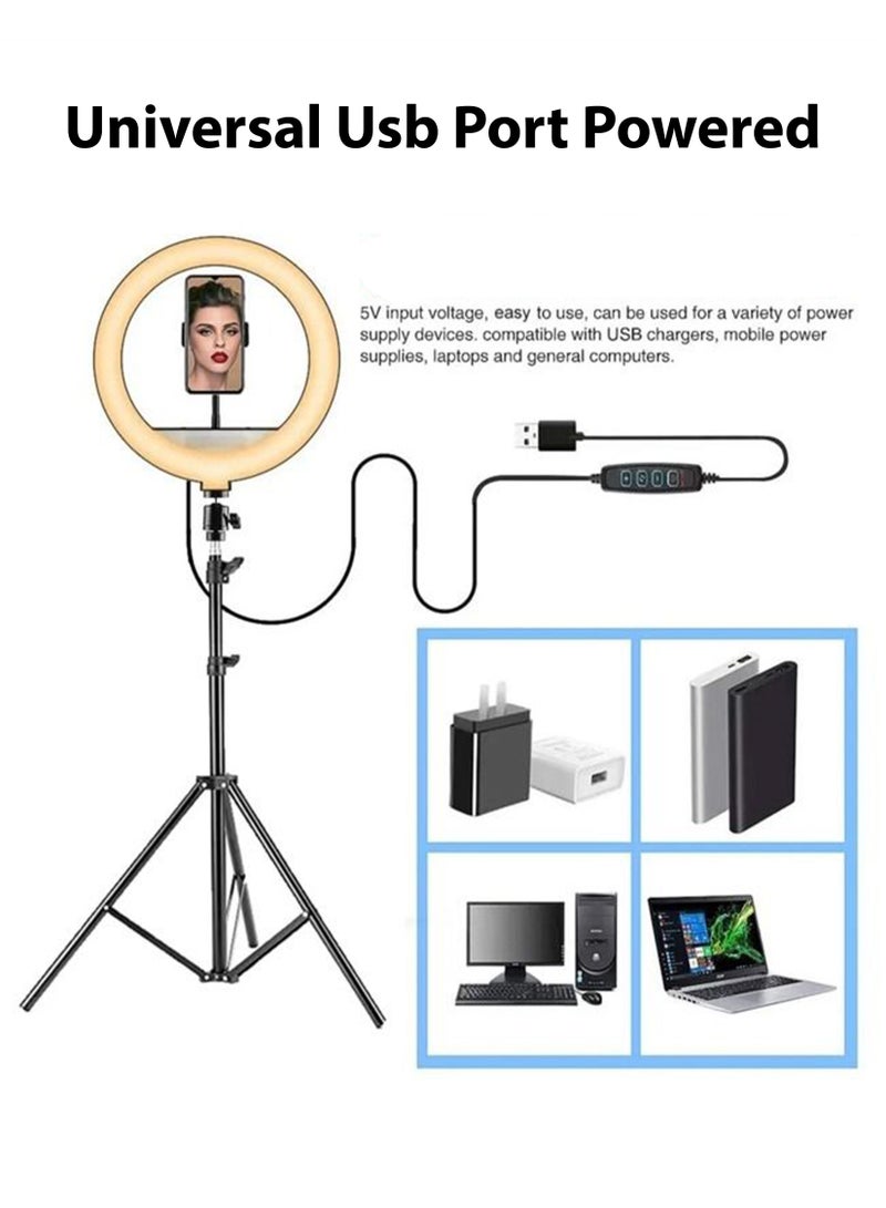 توشيونيكس 12 بوصة LED التصوير الدائري ضوء دائرة استوديو صورة شخصية ضوء عكس الضوء مع حامل ثلاثي القوائم 2.1 متر حامل ثلاثي القوائم عن بعد وحامل الهاتف المحمول لكاميرا الماكياج والتصوير الفوتوغرافي يوتيوب فيديو TikTok Vlog Live Stream  - Image 3