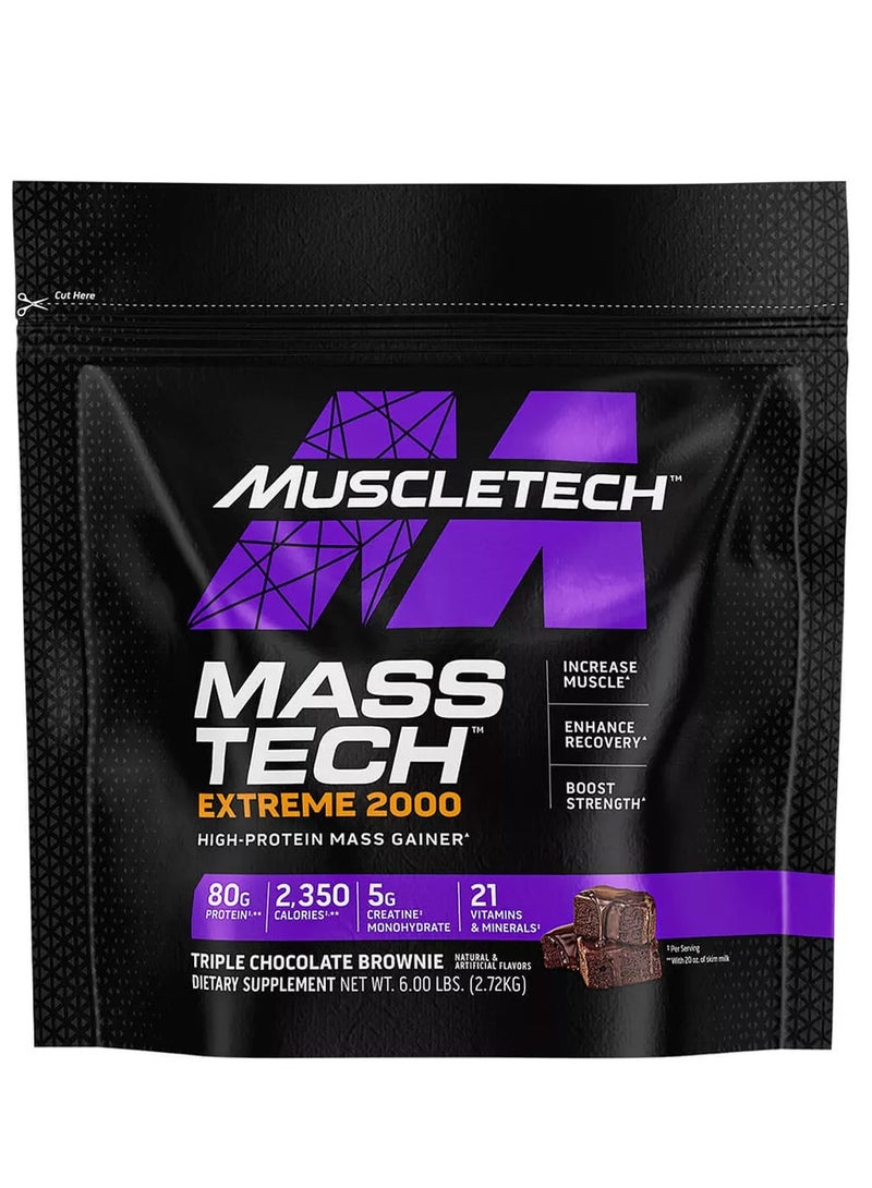 ماسل تيك MuscleTech, Mass Tech Extreme 2000، براوني الشوكولاتة الثلاثية، 6 رطل 2.72 كجم 
