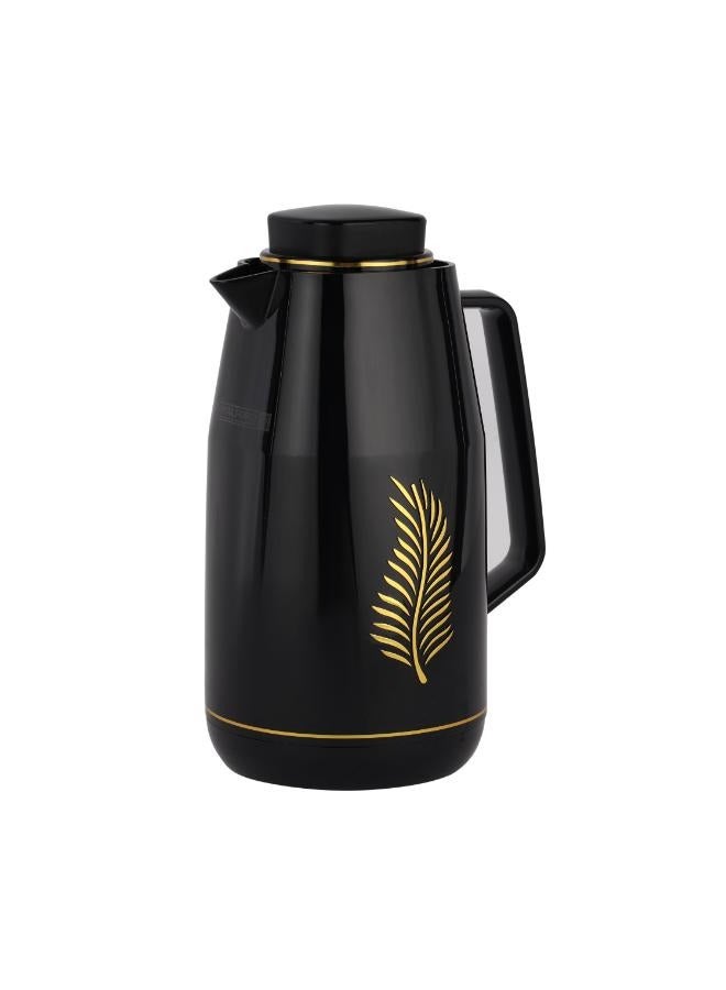Royalford 1.0 L Vacuum Flask With Pink Glass Inner And PP Outer Body Keeps Your Drinks Hot Or Cold Asbestos Free Hygienic Leak Proof Portable Design Suitable For Indoor Black/Gold  - Image 2