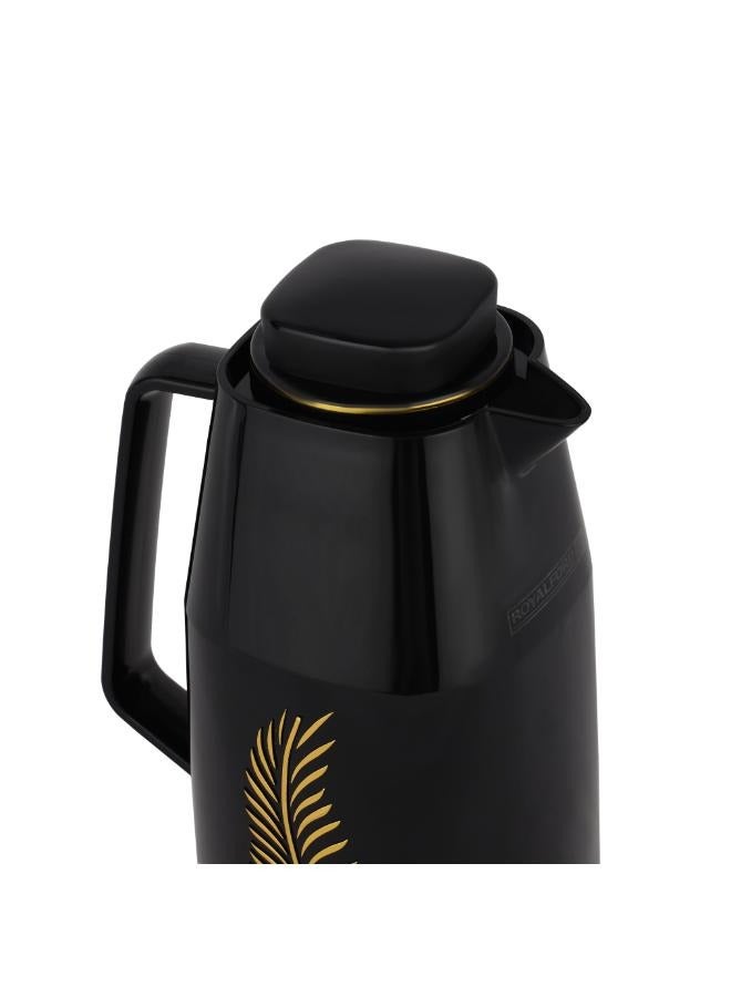 Royalford 1.0 L Vacuum Flask With Pink Glass Inner And PP Outer Body Keeps Your Drinks Hot Or Cold Asbestos Free Hygienic Leak Proof Portable Design Suitable For Indoor Black/Gold  - Image 4