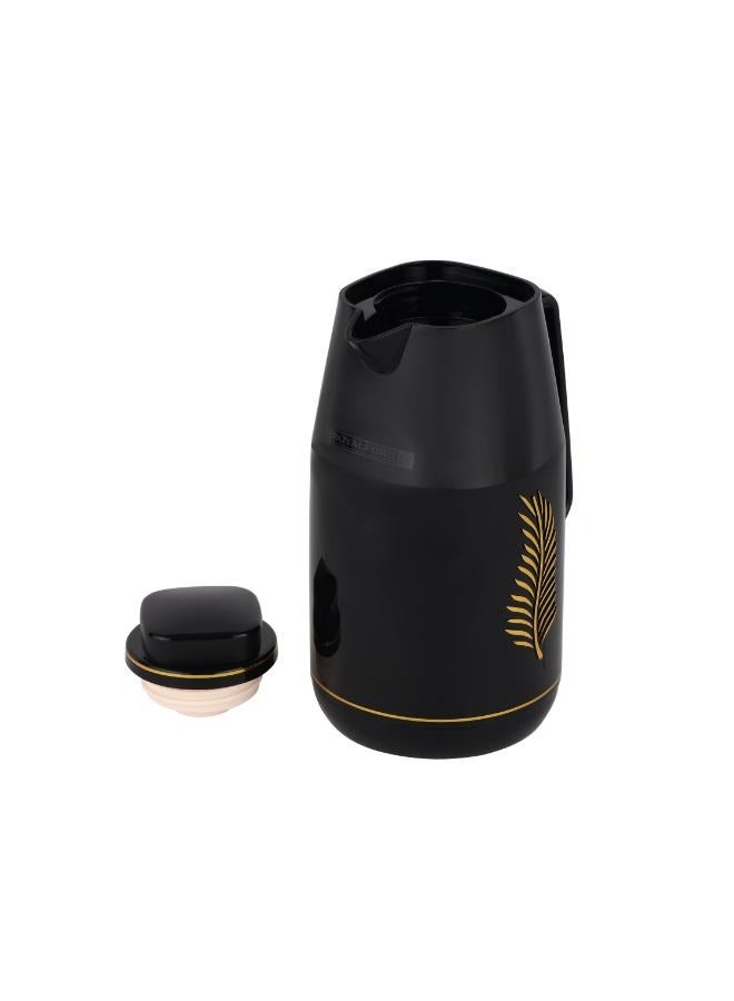 Royalford 1.0 L Vacuum Flask With Pink Glass Inner And PP Outer Body Keeps Your Drinks Hot Or Cold Asbestos Free Hygienic Leak Proof Portable Design Suitable For Indoor Black/Gold  - Image 3