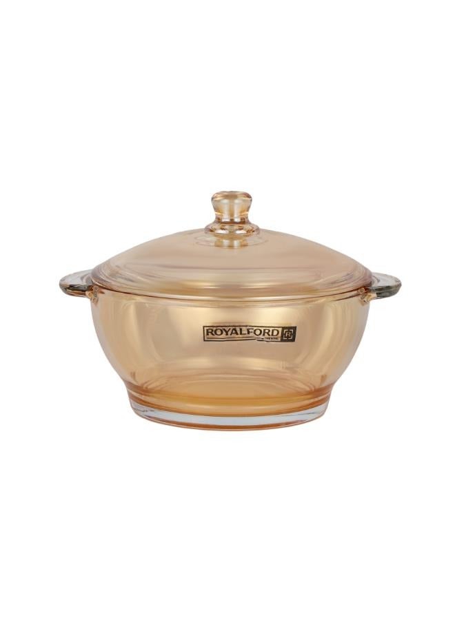 Royalford Round Glass Bowl With Lid Borosilicate Pot Side Handles Perfect For Preparing And Serving Cold Hot Food Clear 16x9x16.5cm  - Image 2