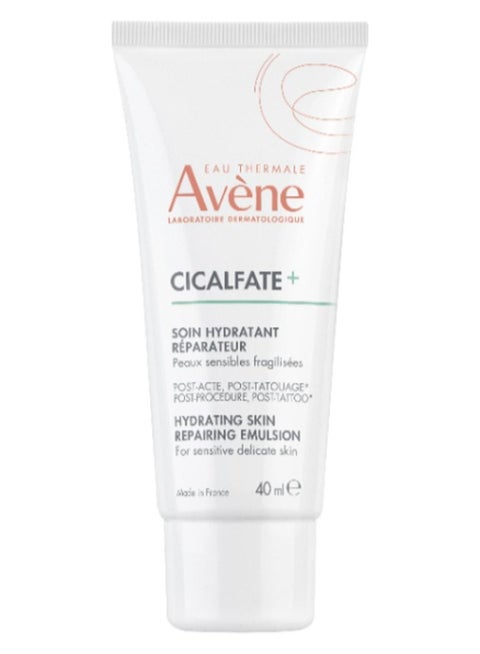 AVENE Cicalfate+ Hydrating Skin Recovery Emulsion for post-procedure & post-tattoo - Helps Restore Skin Barrier - 24hr Hydration - Fragrance free - 40 ml White 40ml
