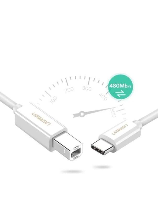 Ugreen UGREEN 40417 US241 USB-C to USB2.0 1.5m Printer Cable White  - Image 2