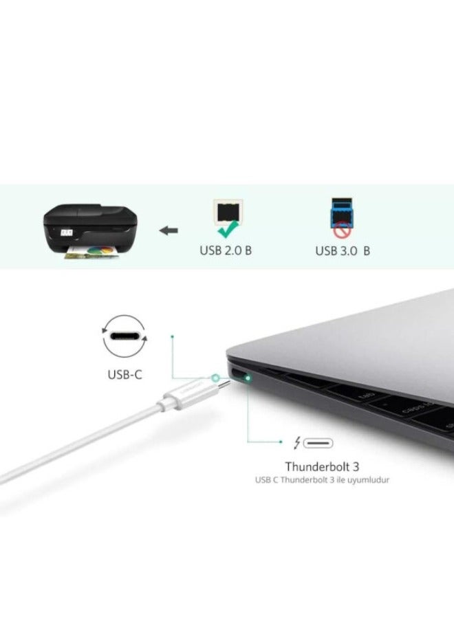 Ugreen UGREEN 40417 US241 USB-C to USB2.0 1.5m Printer Cable White  - Image 3