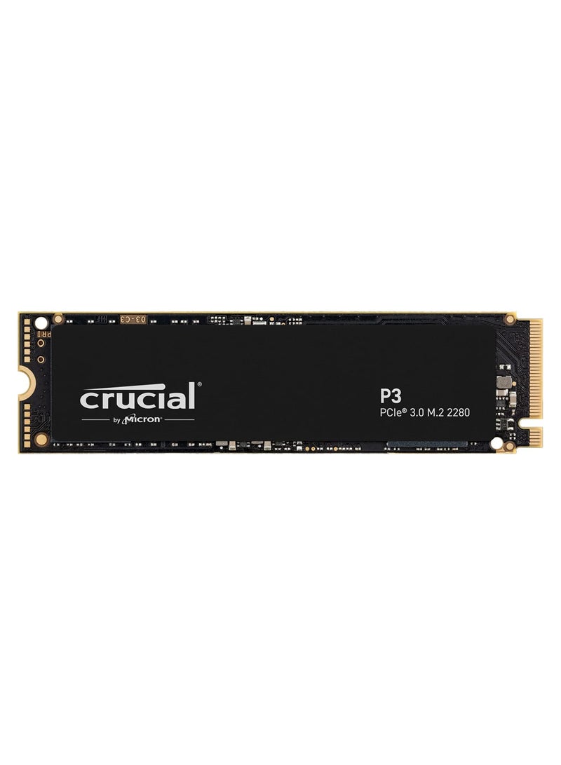 كروشيال P3 500 جيجابايت PCIe SSD داخلي، عامل الشكل M.2 2280، قراءة تسلسلية 3500 ميجابايت/ثانية، كتابة تسلسلية 1900 ميجابايت/ثانية، قدرة تحمل SSD 110 تيرابايت، واجهة NVMe، أسود | CT500P3SSD8  - Image 1