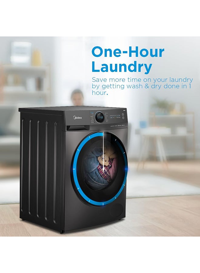 Midea - 12/8 KG Smart Washer Dryer With BLDC Inverter Motor, 1400 RPM, Fully Automatic Front Load Washing And Drying Duo Wi-Fi Machine, 16 Programs-Allergy/Steam Care/Auto Clean 2000 W MF200D120WBT-GCC Titanium - Image 1