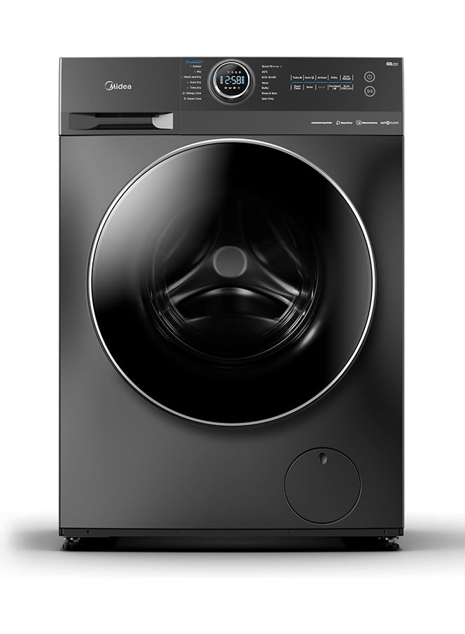 Midea - Front Load Washing Machine With BLDC Inverter Motor, 1400 Rpm, 15 Programs, Fully Automatic Washer With Lunar Dial, Integrated Digital Control-LED Display 12 kg 2000 W MF200W120WBT-GCC Titanium - Image 1