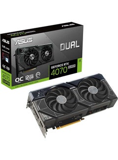 Dual GeForce RTX 4070 SUPER EVO OC Graphics Card, 12GB GDDR6X 192-bit Memory, 2550 MHz Boost Clock, 21 Gbps Memory Speed, 7168 CUDA Cores, PCI E 4.0, HDMI 2.1a / DP 1.4A | 90YV0KC0-M0NA00 Black
