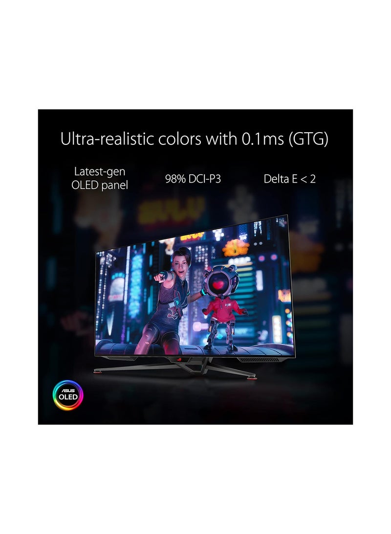 ROG Swift OLED PG42UQ gaming monitor – 41.5-inch 4K, OLED, 138Hz (OC), 0.1 ms(GTG), G-SYNC compatible, anti-glare, custom heatsink, uniform brightness, 98% DCI-P3, HDMI 2.1, DisplayPort 1.4 Black