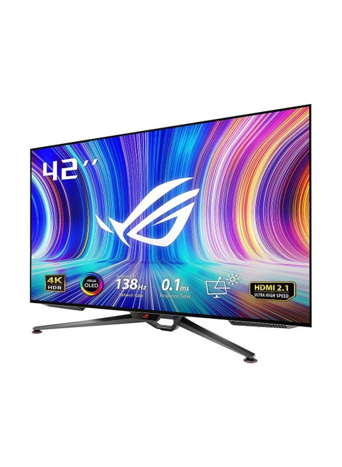 ROG Swift OLED PG42UQ gaming monitor – 41.5-inch 4K, OLED, 138Hz (OC), 0.1 ms(GTG), G-SYNC compatible, anti-glare, custom heatsink, uniform brightness, 98% DCI-P3, HDMI 2.1, DisplayPort 1.4 Black