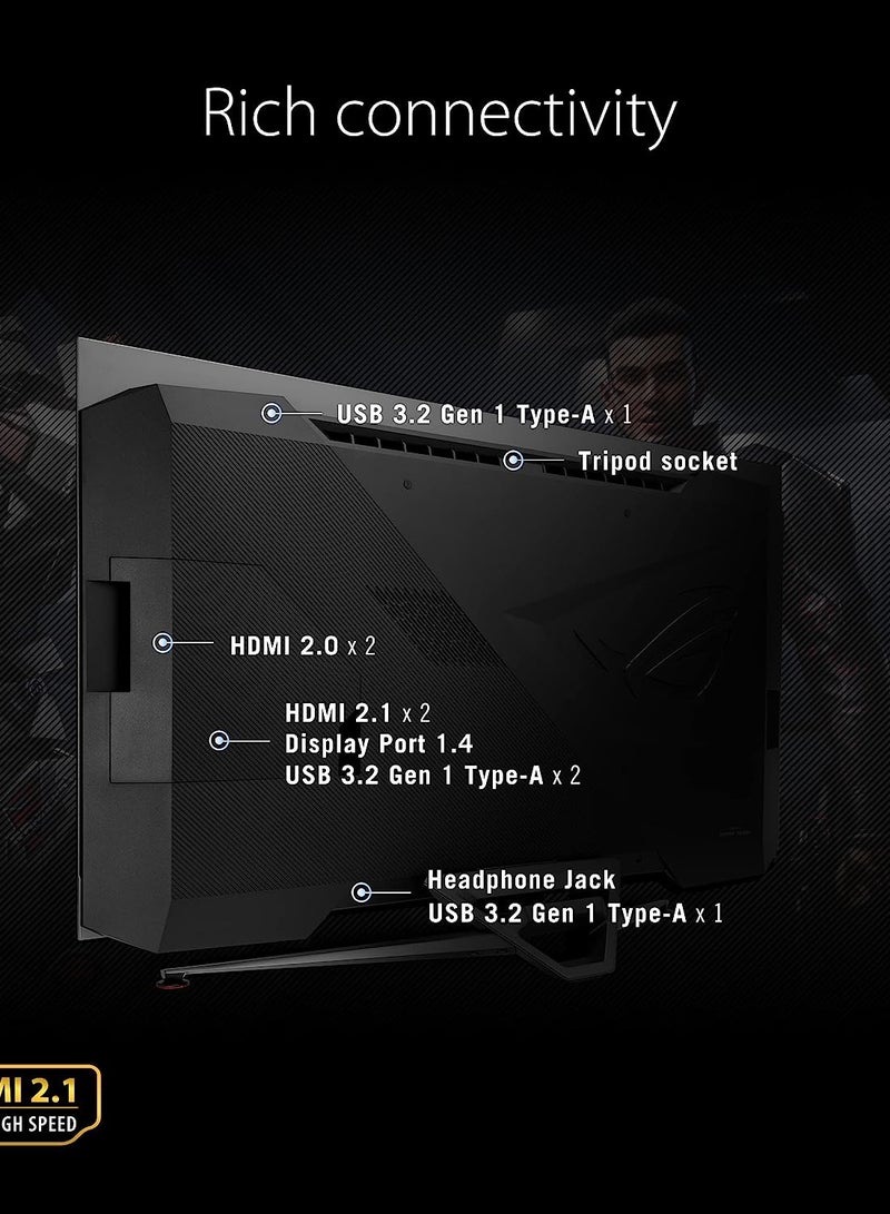 ROG Swift OLED PG42UQ gaming monitor – 41.5-inch 4K, OLED, 138Hz (OC), 0.1 ms(GTG), G-SYNC compatible, anti-glare, custom heatsink, uniform brightness, 98% DCI-P3, HDMI 2.1, DisplayPort 1.4 Black