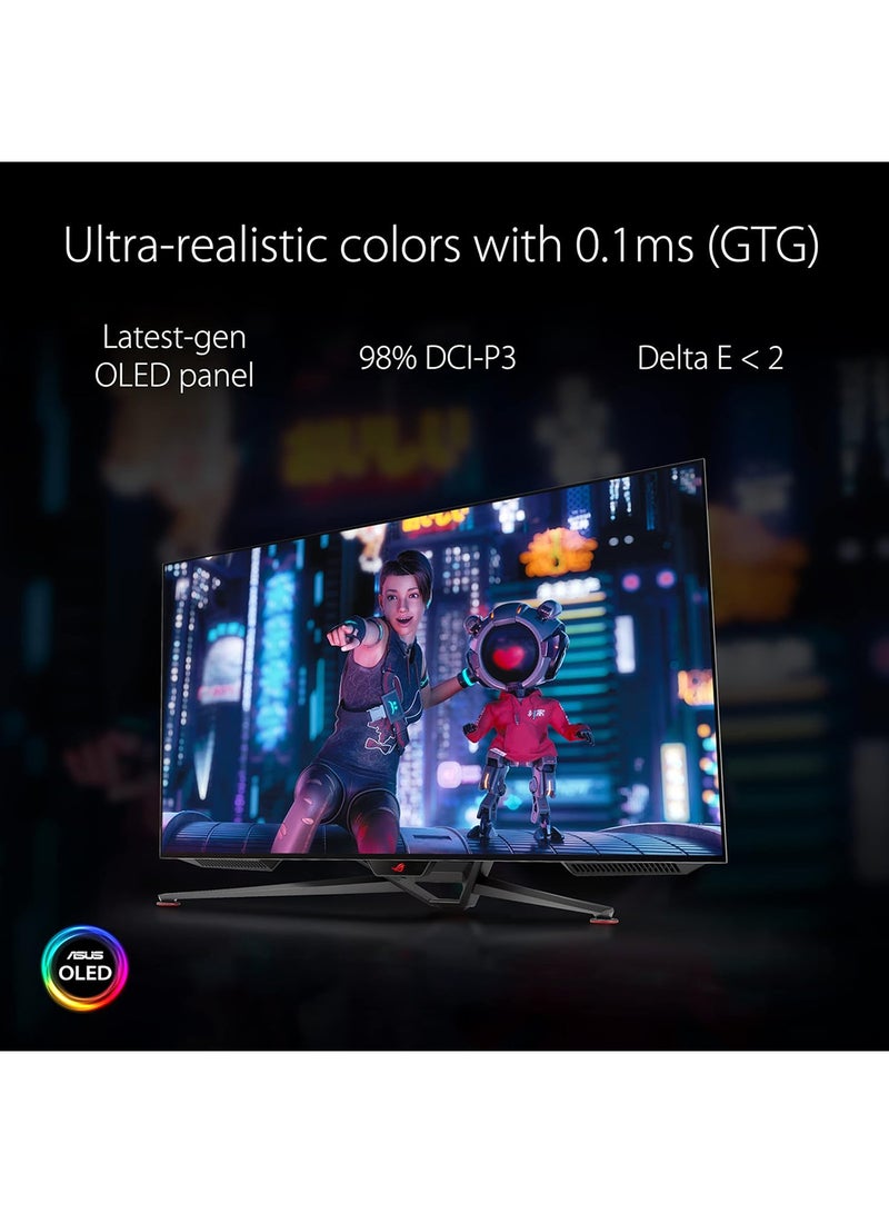 ROG Swift OLED PG42UQ gaming monitor – 41.5-inch 4K, OLED, 138Hz (OC), 0.1 ms(GTG), G-SYNC compatible, anti-glare, custom heatsink, uniform brightness, 98% DCI-P3, HDMI 2.1, DisplayPort 1.4 Black