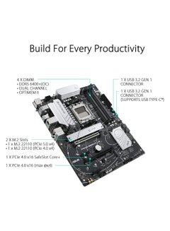 ASUS Prime B650-PLUS AMD B650 (Ryzen 7000) ATX Motherboard, DDR5, PCIe 5.0 M.2,2.5Gb Ethernet, DisplayPort, HDMI, USB 3.2 Gen 2 Type-C, Front USB 3.2 Gen 1 Type-C, BIOS Flashback, USB4 Support Black  - Image 3