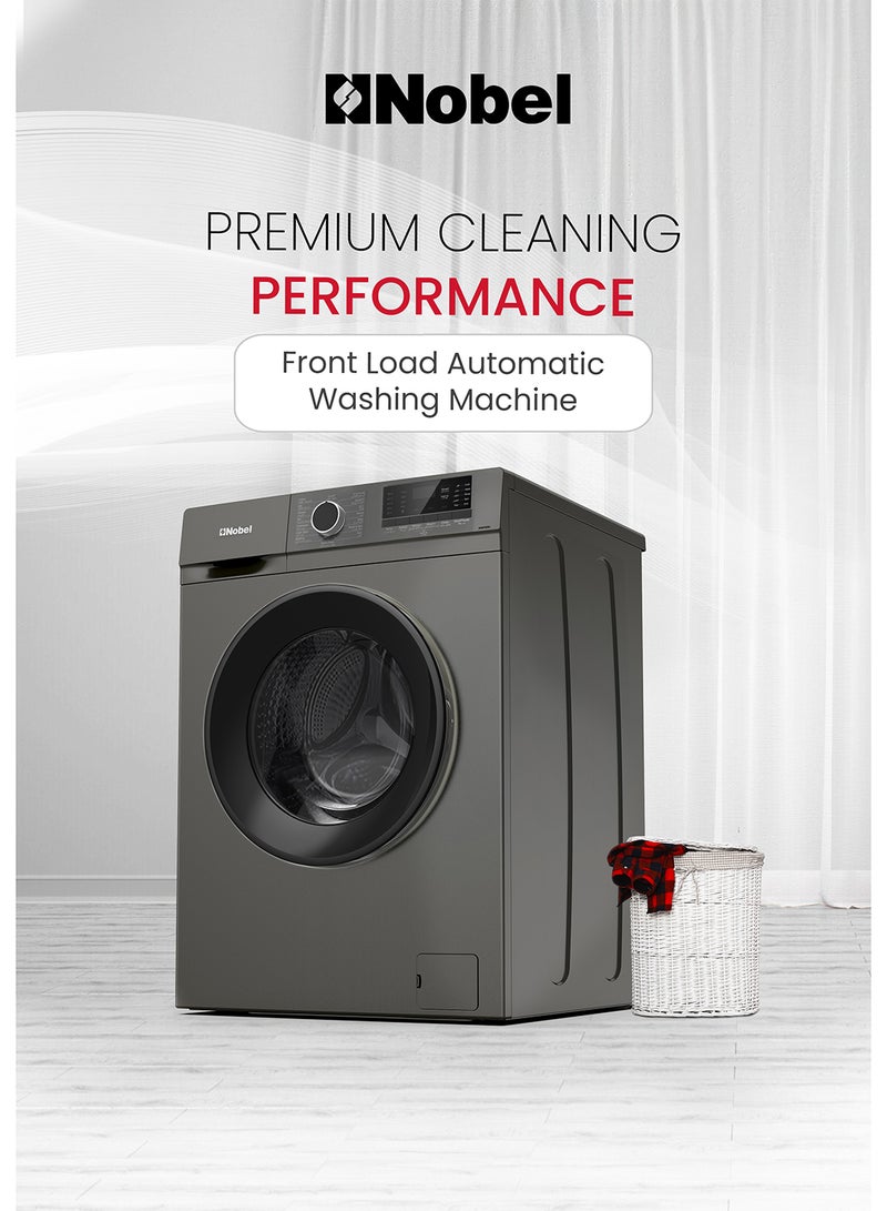 Nobel Front Load Washer: 6 Kg Capacity, 1000 RPM, LED Display, Stainless Steel Drum - Advanced Laundry Excellence At 1950W 9 L 9 L NWM760RHS Dark Silver  - Image 3