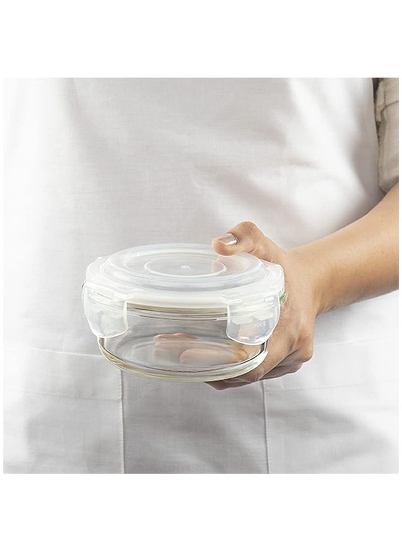 BOROSIL - Clip Store Set of 2 Microwave And Oven Safe Glass Storage Container 320ml Square 400ml Round With Air Tight Lid - Image 1