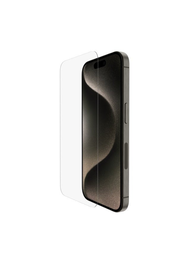 belkin Screenforce Ultraglass 2 Treated Iphone 15 Pro Screen Protector, Scratch-Resistant, 9H Hardness Tested Glass With Slim Design, Includes Easy Align Tray For Bubble-Free Application Clear  - Image 1