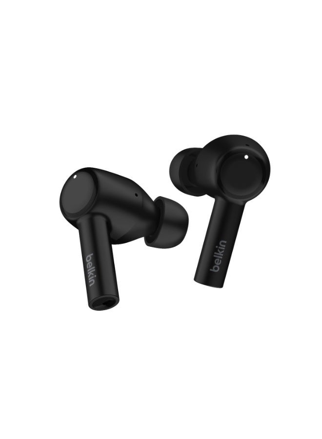 belkin SoundForm Pulse True Wireless Bluetooth Earbuds Hybrid Noise Cancelling, 6x Microphones, 35Hrs Playtime, Touch Controls, Stylish W/ Great Sound, Wireless Charging, IPX5 Rating Black  - Image 1