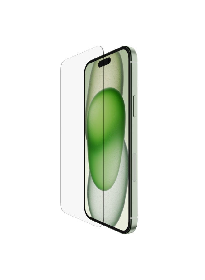 belkin Screenforce Ultraglass 2 Treated Iphone 15 Plus Screen Protector, Scratch-Resistant, 9H Hardness Tested Glass With Slim Design, Includes Easy Align Tray For Bubble-Free Application Clear  - Image 1
