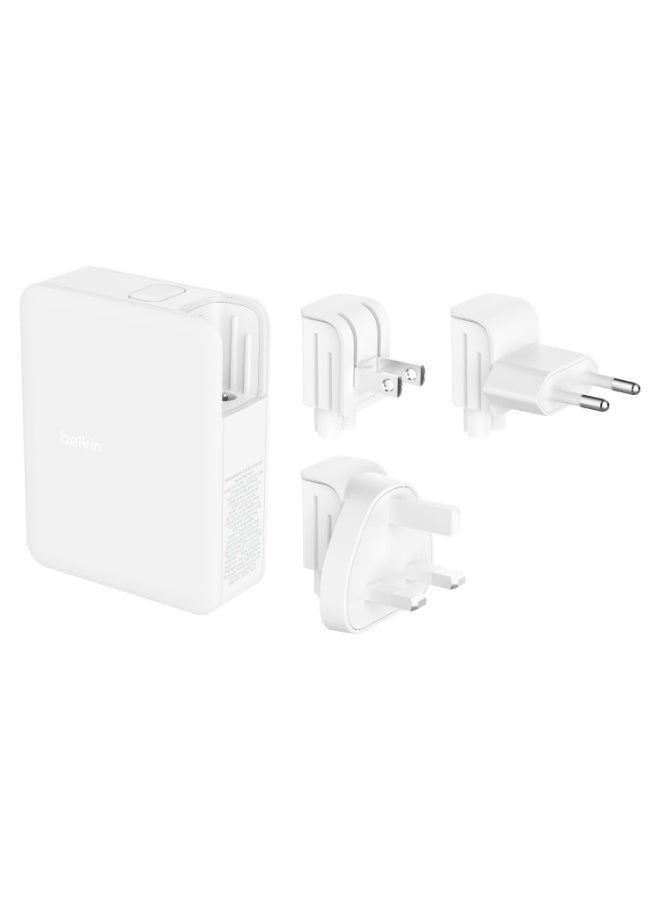 بيلكين - شاحن GaN سريع PD 140 وات 3 منافذ USB-C و1 منفذ USB-A متعدد المنافذ، طاقة ذكية، لأجهزة iPhone وiPad وMacBooks وAndroid وSamsung وSurface والكمبيوتر الشخصي وأجهزة الكمبيوتر المحمولة، ومقابس المملكة المتحدة والاتحاد الأوروبي والولايات المتحدة للسفر - Image 1