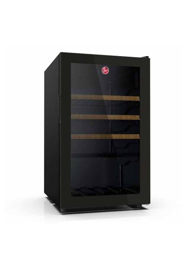 HOOVER 165 Liters Beverage Cooler With Led Light, Wooden Shelf Adjustable Thermostat Adjustable 2 Leg & 2 Wheel HBC-K165-B Black