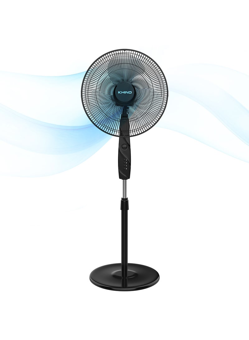 KHIND 16 Inch Stand Fan, 3 Leaf AS Blade, 3 Speed Manual Control, Timer Up To 120mins, Heavy Base, 2 Year Warranty 50 W SF163T Black  - Image 1