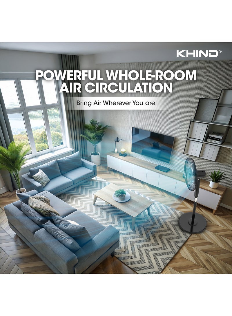 KHIND 16 Inch Stand Fan, 3 Leaf AS Blade, 3 Speed Manual Control, Timer Up To 120mins, Heavy Base, 2 Year Warranty 50 W SF163T Black  - Image 5