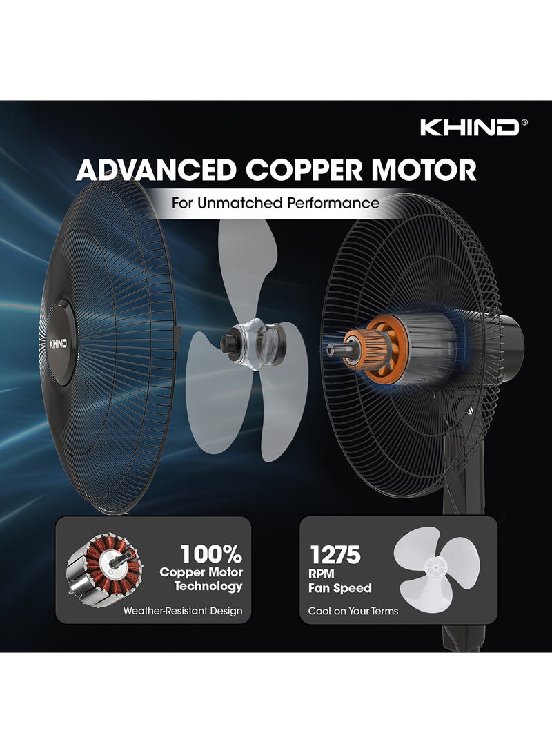KHIND 16 Inch Stand Fan, 3 Leaf AS Blade, 3 Speed Manual Control, Timer Up To 120mins, Heavy Base, 2 Year Warranty 50 W SF163T Black  - Image 3