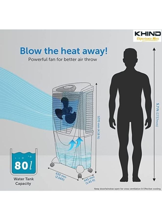 KHIND Glacier-4D Desert Cooler with 4 Dimensional Air Intake, Honeycomb Pads, Activated Silver Cation for Fresher Air Glacier-4D-KHIND Grey  - Image 5