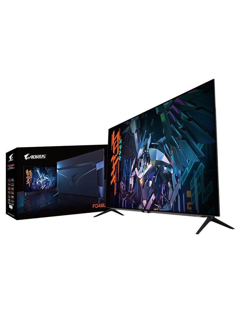 جيجابايت - 47.53-Inch Aorus 4K UHD OLED Gaming Monitor, 3840x2160 Resolution, 120Hz Refresh Rate, 1ms Response Time (GTG), HDR10, DCI-P3 / SRGB, HDMI, DP, USB Type-C, FO48U-EK Black - Image 1