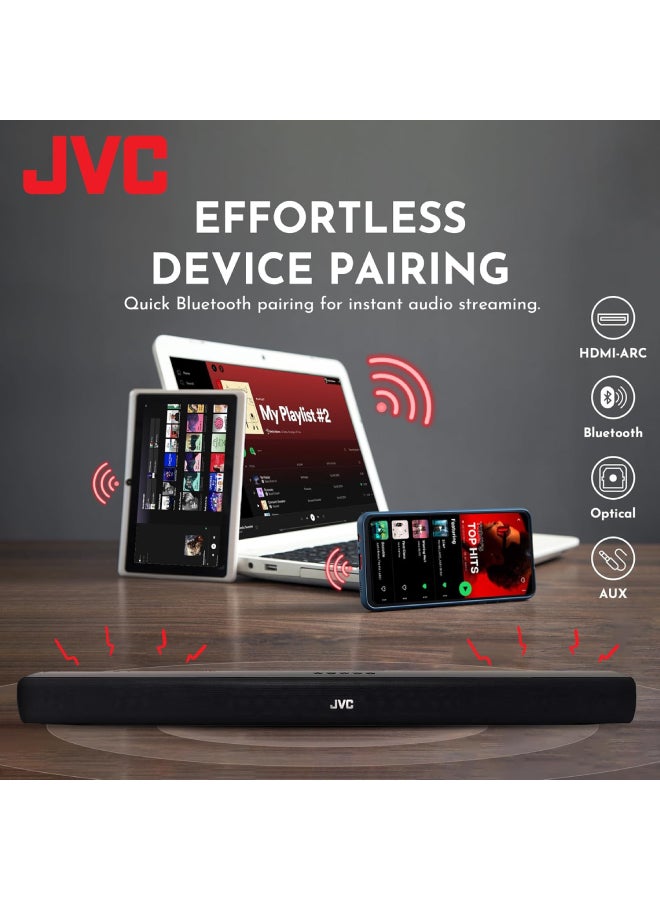 JVC - 2.0CH Soundbar Plus Bluetooth, Usb, Fm Radio With 600W PMPO TH-N322B Black - Image 1