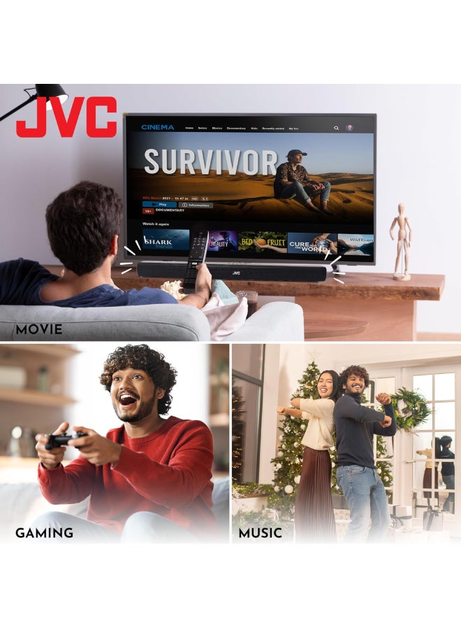 JVC - 2.0CH Soundbar Plus Bluetooth, Usb, Fm Radio With 600W PMPO TH-N322B Black - Image 1