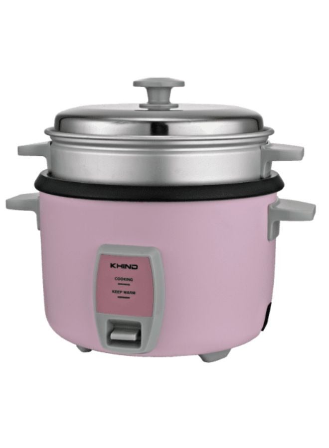 KHIND Brand From Malaysia Rice Cooker With Teflon Coated Aluminium Pot Free Spatula And Measuring Cup 1 L 365 W RC910T Light Pink Cream Magnolia - Image 1