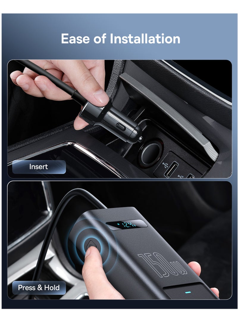 Baseus - 150W Car Power Inverter, DC 12/24V To 220V AC Car Inverter,1* QC3.0 USB 2* PD Type-C Ports Charger Adapter Car Plug Converter With Switch And Current LED Screen, Suitable For Cars, SUV And Truck Black - Image 1