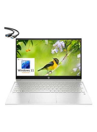 Pavilion 15 (Upgraded Version) Laptop With 15.6-Inch FHD Display, Core i7-1255U Processor/16GB RAM/1TB SSD/Intel Iris XE Graphics/Windows 11 Pro + USB 3.0 Extension Cable English Natural Silver - pnsku/N70040659V/45/_/1706161147/6e134fff-b451-44d9-aaef-d4d98bb0c60c